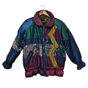 Vintage Beverly Hills Blues Jacket Womens Size XL Puffer Duck Down Pockets Retro